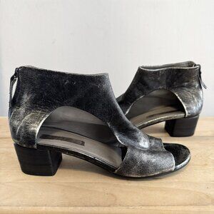 MARSELL Bo Sandalo metallic pewter sandals open toe ankle booties 40.5 / US 10